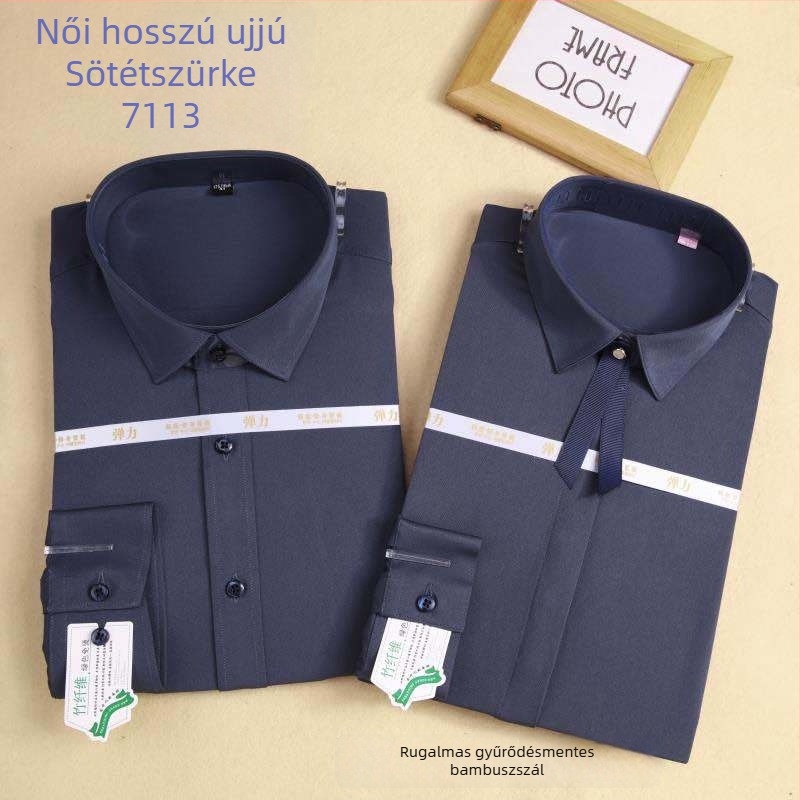 Bambuszrostból készült üzleti ing, gyűrődésmentes, vasalást nem igényel, karcsúsított szabás, hosszú ujjú, rugalmas, unisex