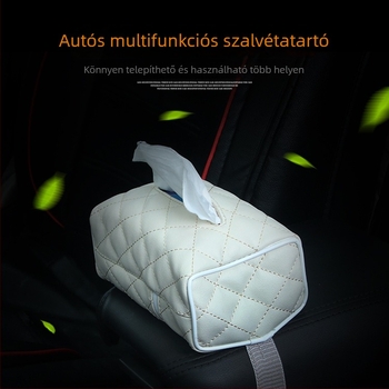 Bőr autózsebkendő-tartó, aranyos belső tároló kartámaszhoz