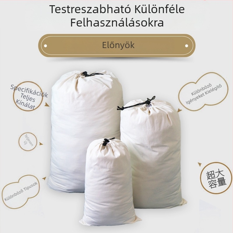 Nagyméretű vászon tárolótáska húzózsinórral, porvédett ruhák és paplanok számára