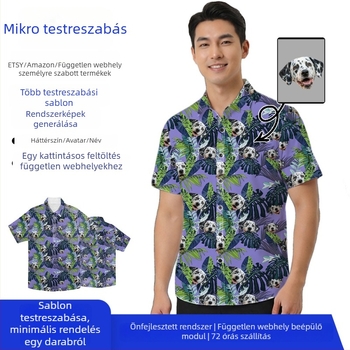 Testreszabható hawaii ing mintával, uniszex rövid ujjú, modern nyaralási stílus