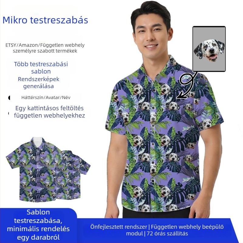 Testreszabható hawaii ing mintával, uniszex rövid ujjú, modern nyaralási stílus