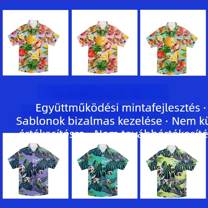 Testreszabható hawaii ing mintával, uniszex rövid ujjú, modern nyaralási stílus