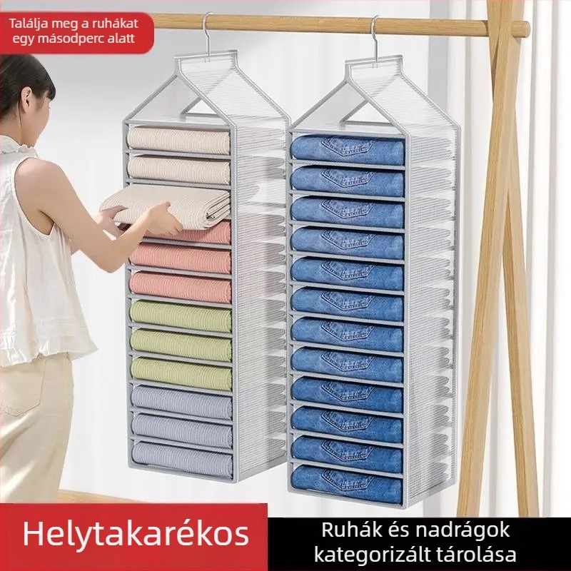 Megvastagított többszintes ruhatartó felakasztható tároló ruhákhoz és fehérneműkhöz
