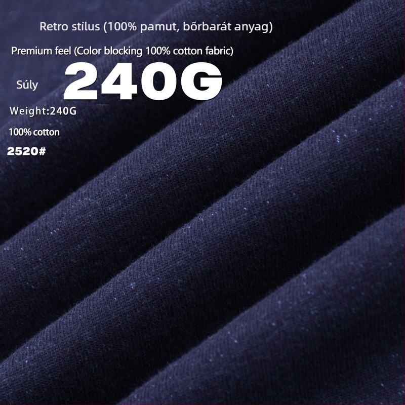 BK Kétoldalas kopott hatású férfi nyári 100% pamut rövid ujjú póló, szabad szabású, amerikai retro stílus