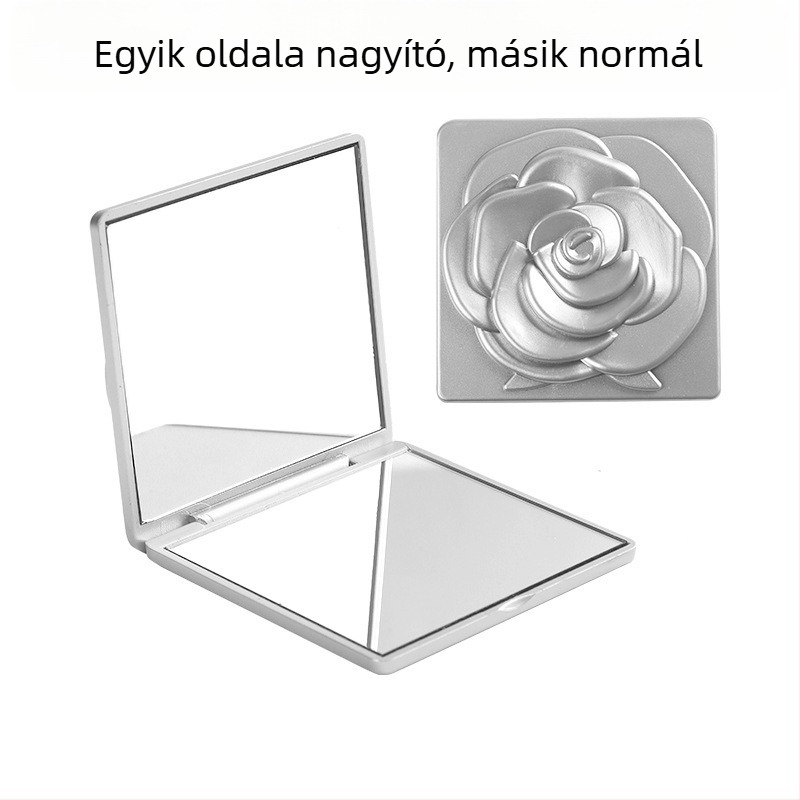 Mini összecsukható sminktükör, dupla oldalú, hordozható, négyzet alakú, aranyos