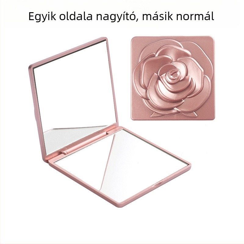 Mini összecsukható sminktükör, dupla oldalú, hordozható, négyzet alakú, aranyos