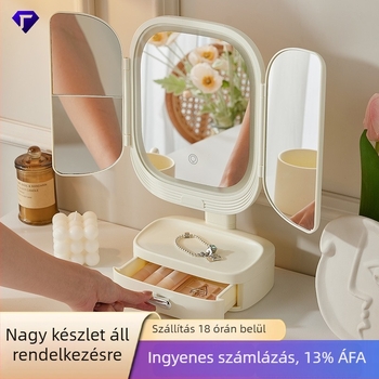 LED sminktükr világítással – forgatható asztali tükör a hálószobába