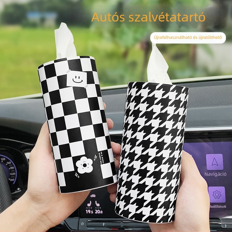 Kreatív autós papírzsebkendő tartó, praktikus és aranyos dekoráció az autó belső teréhez