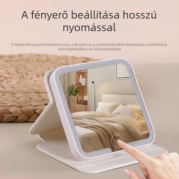 LED sminktükör világítással, összecsukható asztali sminktükör, hordozható kozmetikai tükör