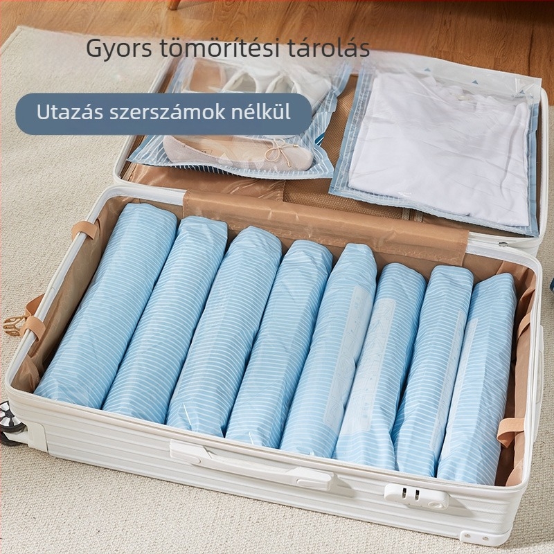 Vákuumkompressziós táska ruhákhoz és törölközőkhöz, roll-up kivitel, hordozható tároló