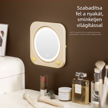 LED sminktükör, felakasztható és összecsukható, kiváló minőségű megvilágított asztali tükör diákszállóra
