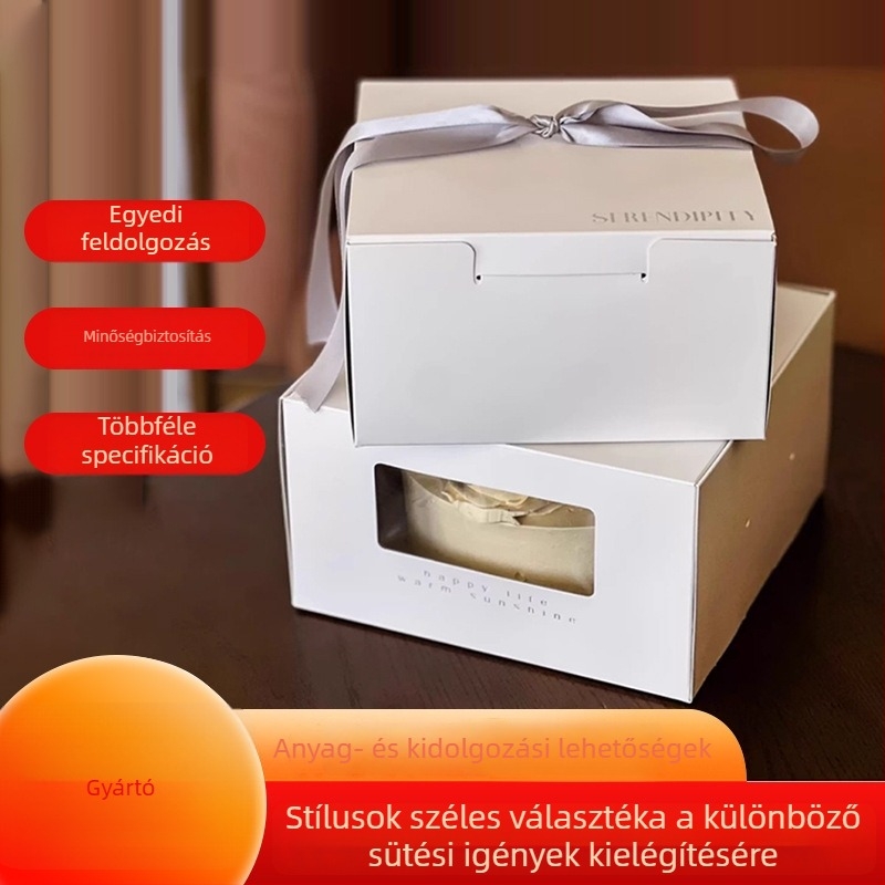 Egy darabos tortadoboz születésnapra papírral körbefont peremmel, átlátszó desszertdoboz, 6–12 hüvelykes tortákhoz