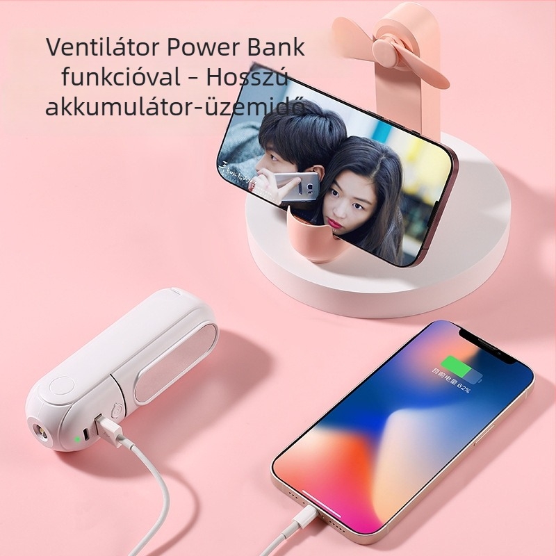 2025-ös új kézi mini ventilátor, újratölthető, kültéri, USB-s, multifunkcionális, összecsukható és hordozható, tükörrel
