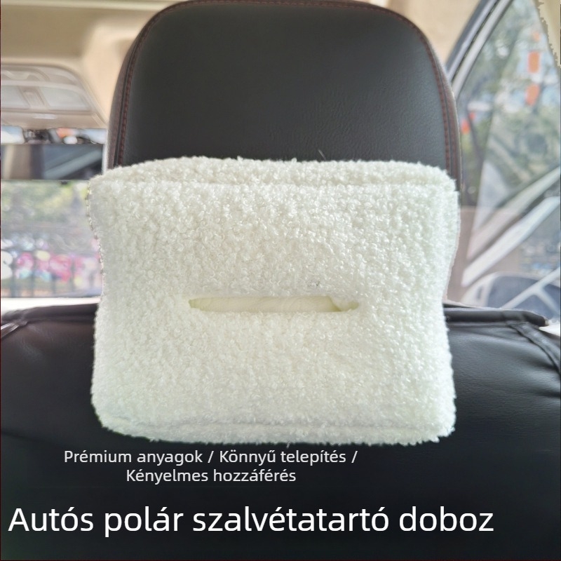 Báránygyapjúból készült autópapírzsebkendő tartó – a hátsó üléshez vagy napellenzőhöz, nagy kapacitás