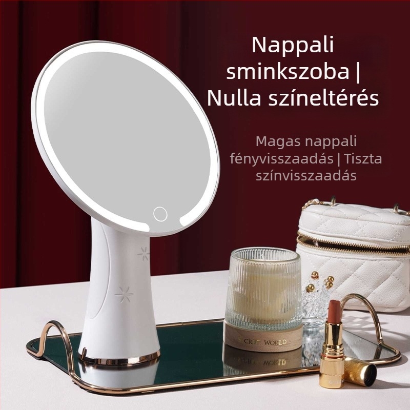 LED sminktükör töltővel, asztali smink-tükör otthoni használatra, intelligens és kreatív dizájn