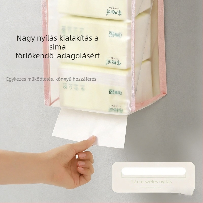 Falihoz rögzíthető, átlátszó papírzsepi tároló tasak – otthoni papírzsepi doboz, vízálló és nedvességálló