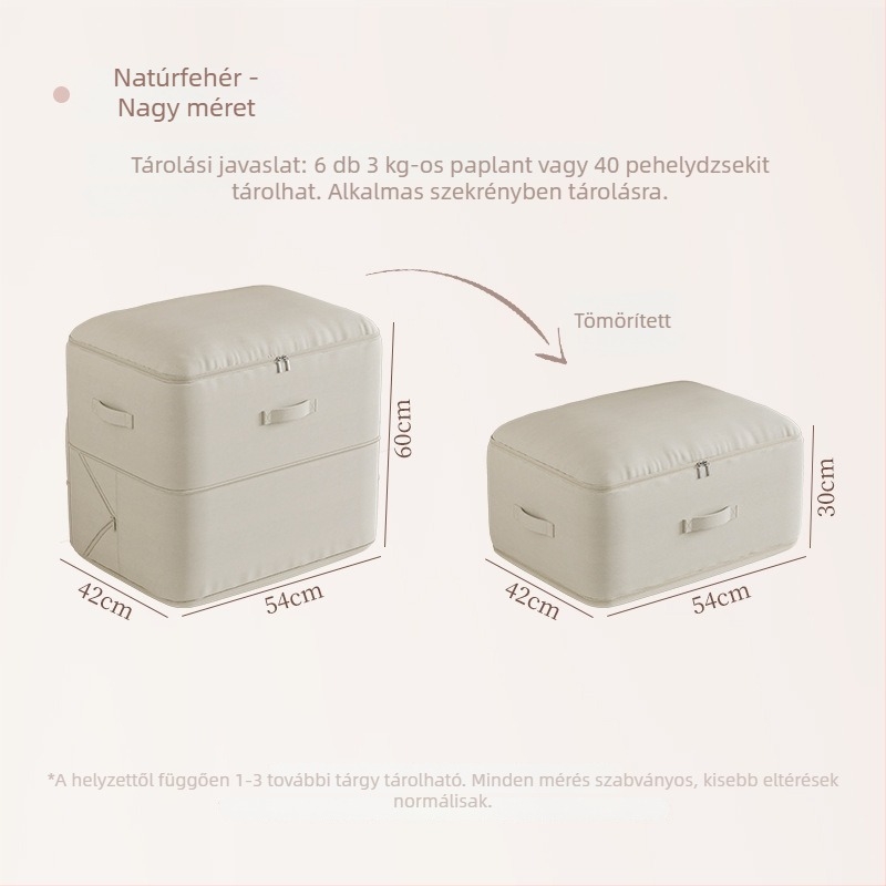 Téli ágyneműtároló táska, tömörítő tasak pehelydzsekikhez, pamut- és selyemtakarókhoz, kocka alakú PU anyagú tároló