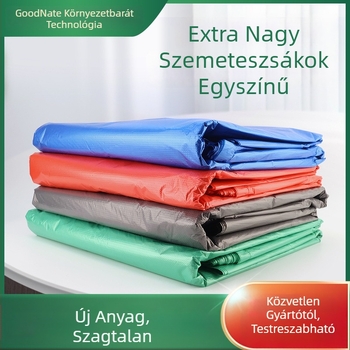 Nagy, vastag nyomtatás nélküli szelektív szemeteszsákok, piros, zöld, szürke és kék, PE műanyag