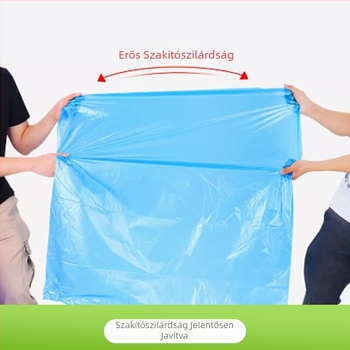 Nagy, vastag nyomtatás nélküli szelektív szemeteszsákok, piros, zöld, szürke és kék, PE műanyag
