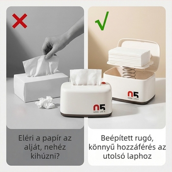 Szalvétatartó doboz beépített rugóval – nappaliba és hálószobába, asztali és falra szerelhető
