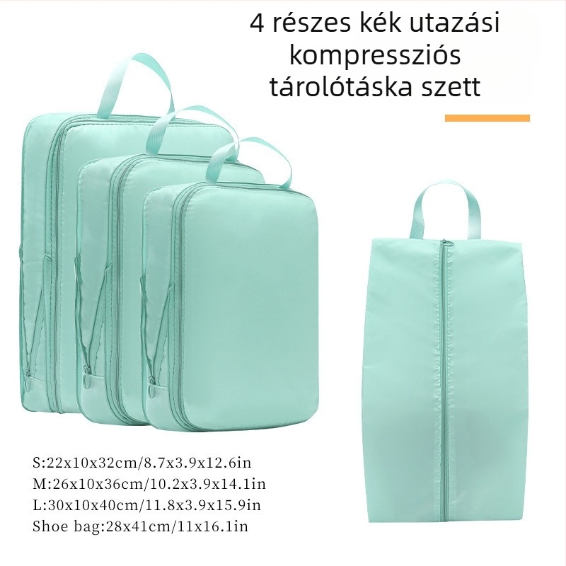 Utazási tömörítő kubus poliészterből – ruhák, fehérneműk és kozmetikumok tárolására, többfunkciós