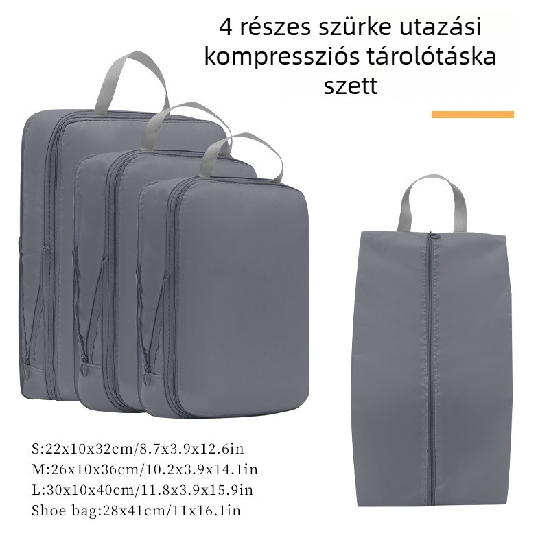 Utazási tömörítő kubus poliészterből – ruhák, fehérneműk és kozmetikumok tárolására, többfunkciós