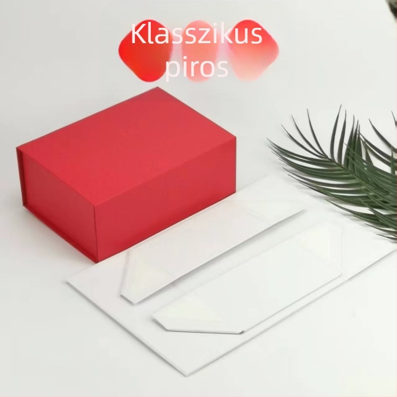 Összecsukható, egydarabos tároló doboz fekete, piros és fehér színekben, vastagított anyagból, egyszerű kialakítás, logó testreszabási lehetőség