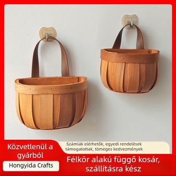 Gyömbér és fokhagyma tároló fonott kosár, konyhai falra akasztható