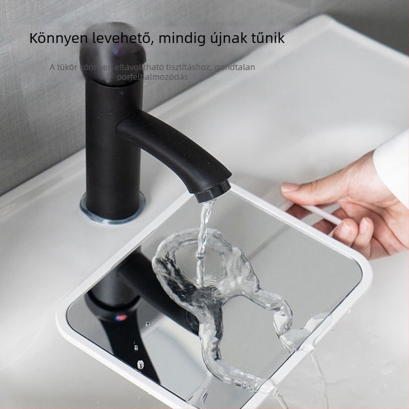 HD falra szerelhető sminktükör, fúrás nélkül, tapadó ragasztóval, fürdőszobai kozmetikai tükör, összecsukható