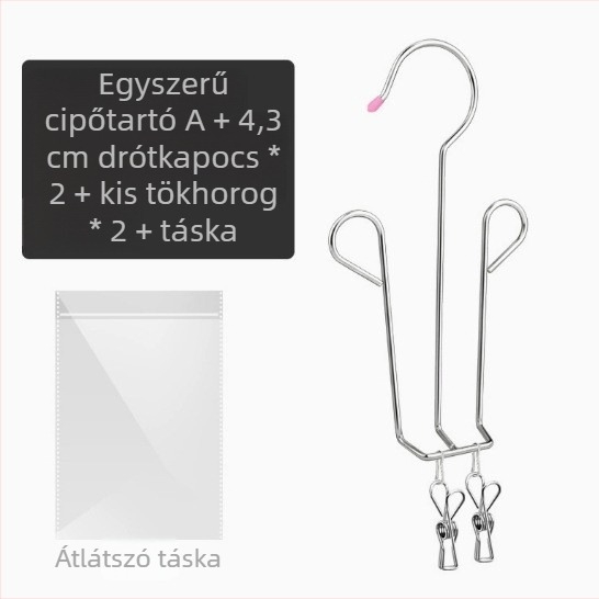 Rozsdamentes acélból készült cipőszárító, kültéri erkélyre, függő kivitel, nem mágneses, könnyű, 88 g, modern minimalista dizájn