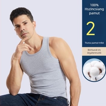 Férfi Racerback Top, 100% pamut, varratlan, izzadságfelszívó, fehér, belső ruházat nyárra