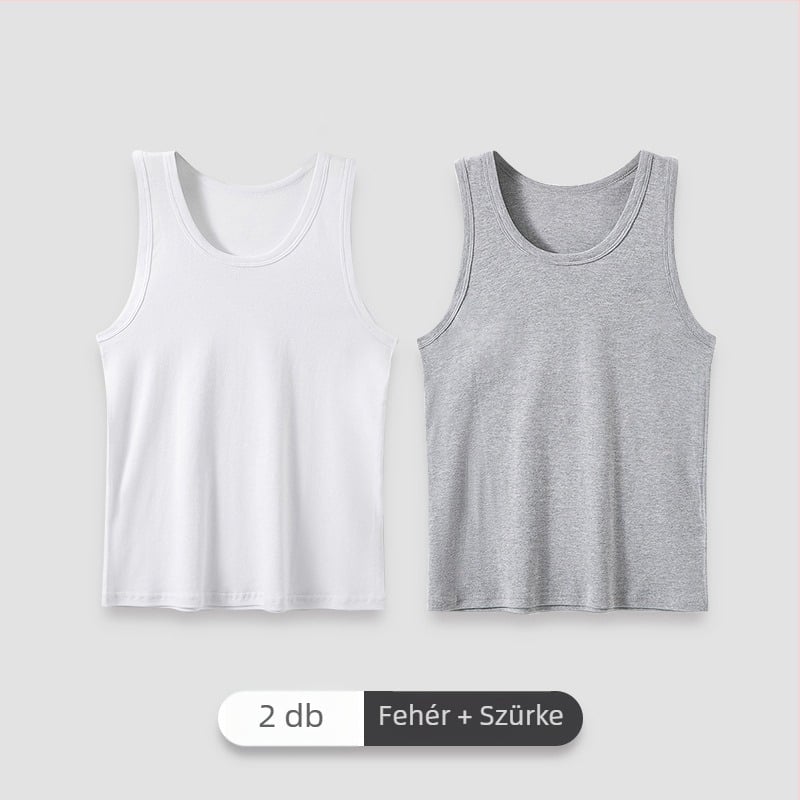 Férfi Racerback Top, 100% pamut, varratlan, izzadságfelszívó, fehér, belső ruházat nyárra