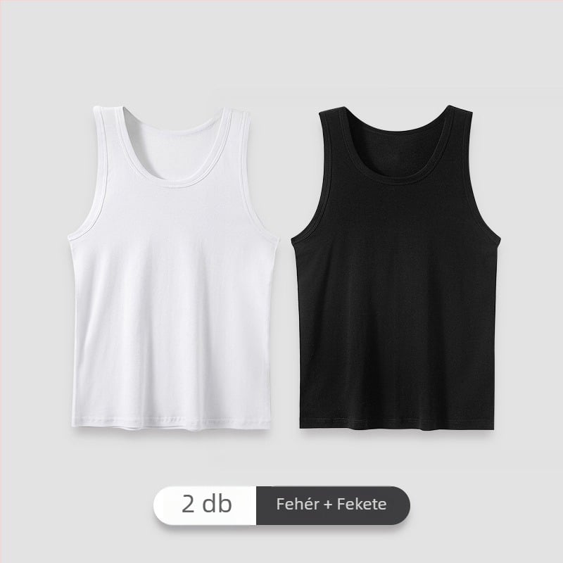 Férfi Racerback Top, 100% pamut, varratlan, izzadságfelszívó, fehér, belső ruházat nyárra