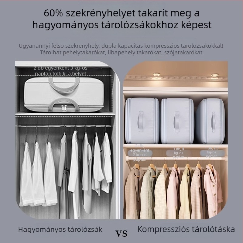 SND4021 Púdzseki tároló tasak és ruhák tömörítő tasak – hordozható utazási szervező, paplan és ruházat számára
