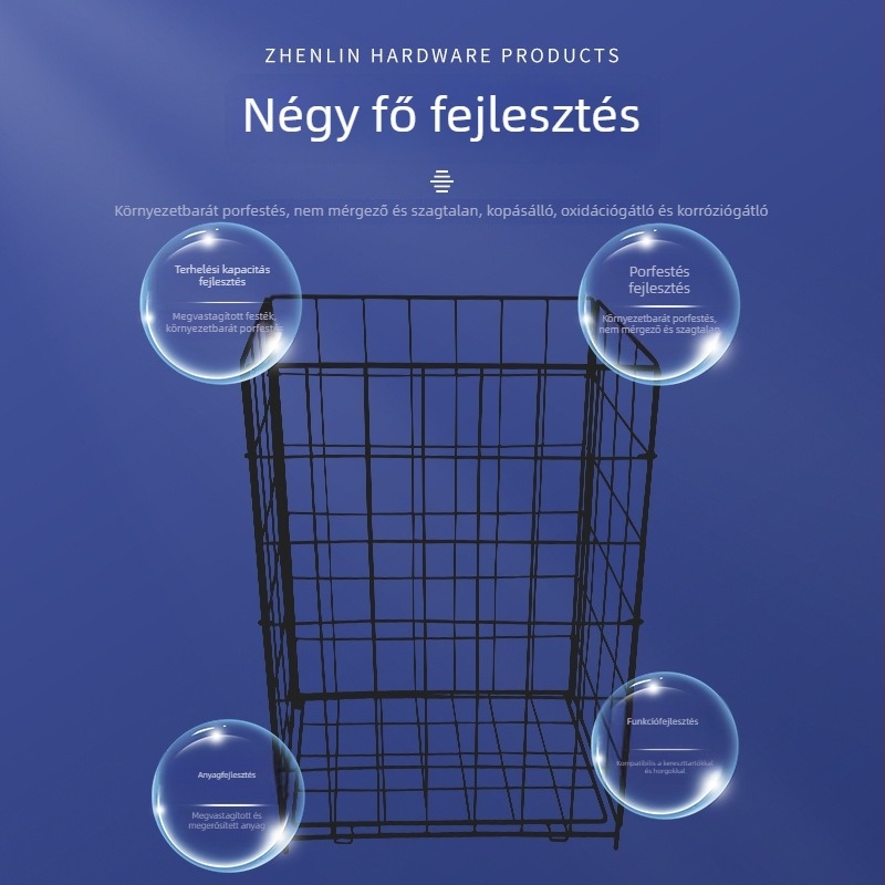 Hegesztett vasdrótból készült mosókosár, modern minimalist design otthonra, modell ZL-106