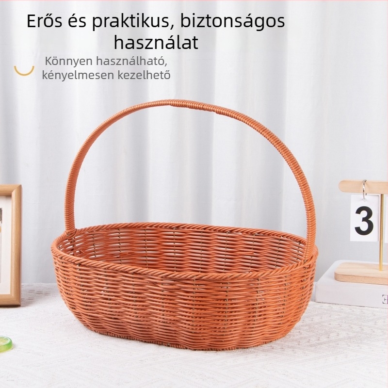 Kézzel szőtt gyümölcs- és tojáskosár, bevásárló kosár és ajándék kosár