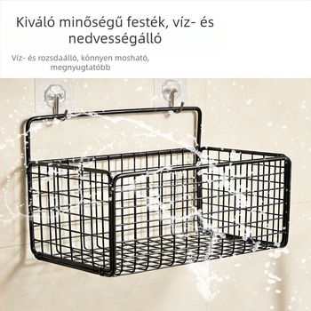 Fali tárolópolc hálós rácsos, vasból készült kosárral