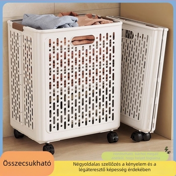 Összecsukható ruhaszennyes kosár kerekekkel, extra nagy