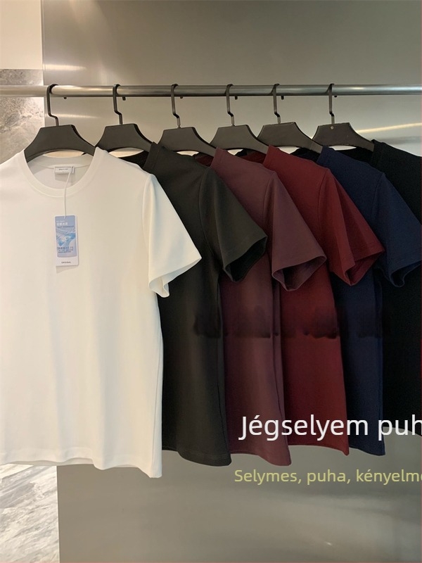 Férfi pamut rövid ujjú póló, kerek nyakkal, nyári egyszínű, légáteresztő, kényelmes