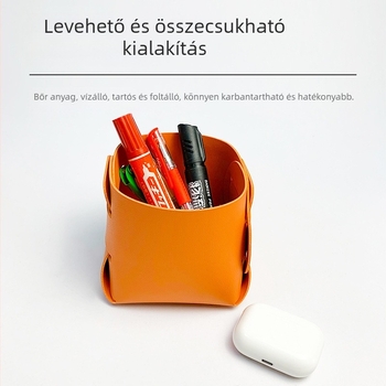 Kis bőr tárolókosár az asztalhoz, PU összecsukható kozmetikai rendező