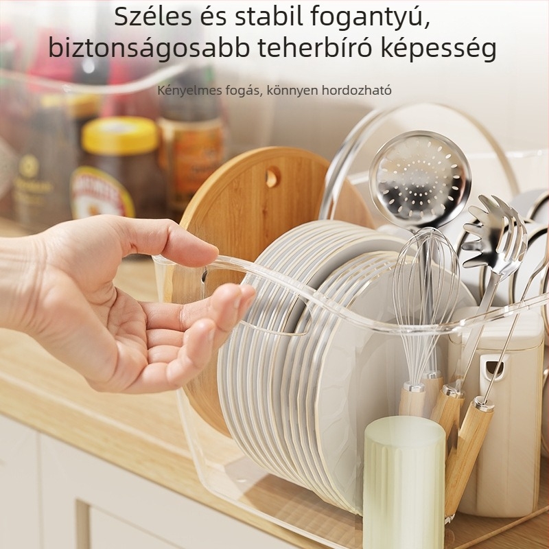 Hűtőszekrény tároló doboz, hordozható konyhai rendszerező, nagy átlátszó háztartási tároló doboz