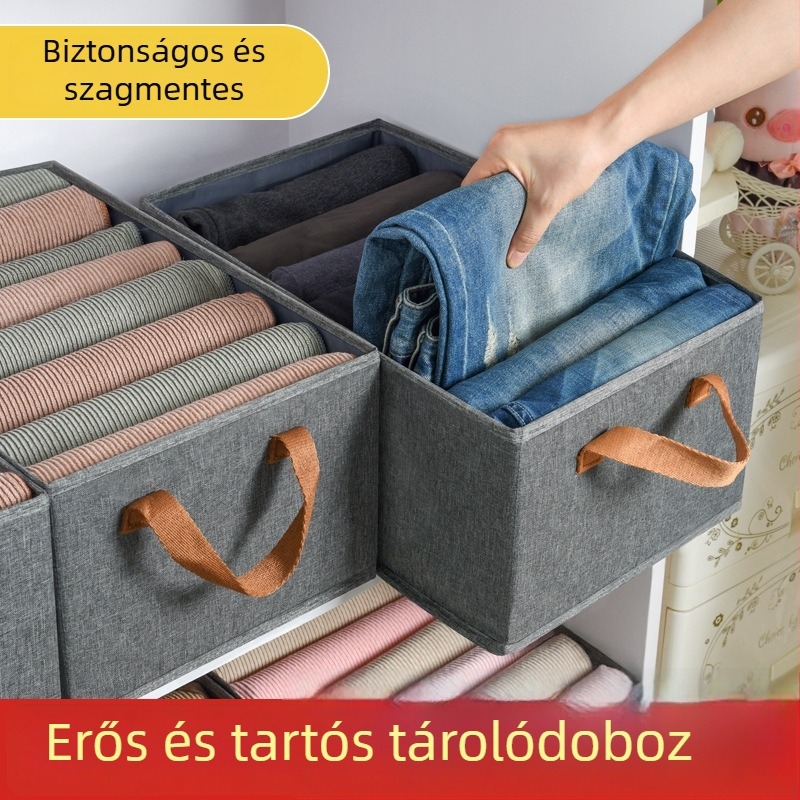 Textil gardrób rendező doboz fiókokkal, összecsukható tároló ruhák, fehérneműk és kiegészítők számára
