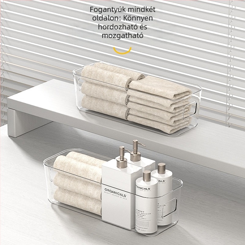 Asztali átlátszó akril szervező fiókkal – kozmetikumok, maszkok és nassolnivalók rendezésére