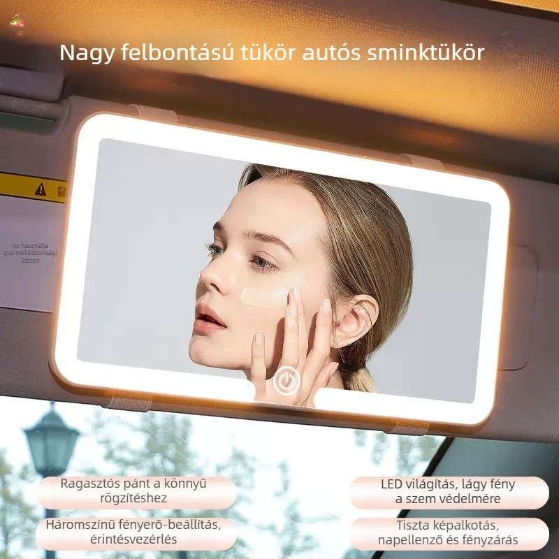 Autós smink tükör LED érintéses világítással – HD smink tükör