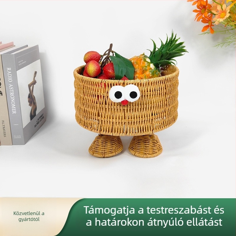Minion formájú nassolnivaló-tároló doboz és gyümölcs kiállító tál az asztalra