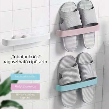 Fúrás nélküli cipőállvány, falra szerelhető fürdőszobai szervező törölközőtartóval, papucs-tároló, erkély