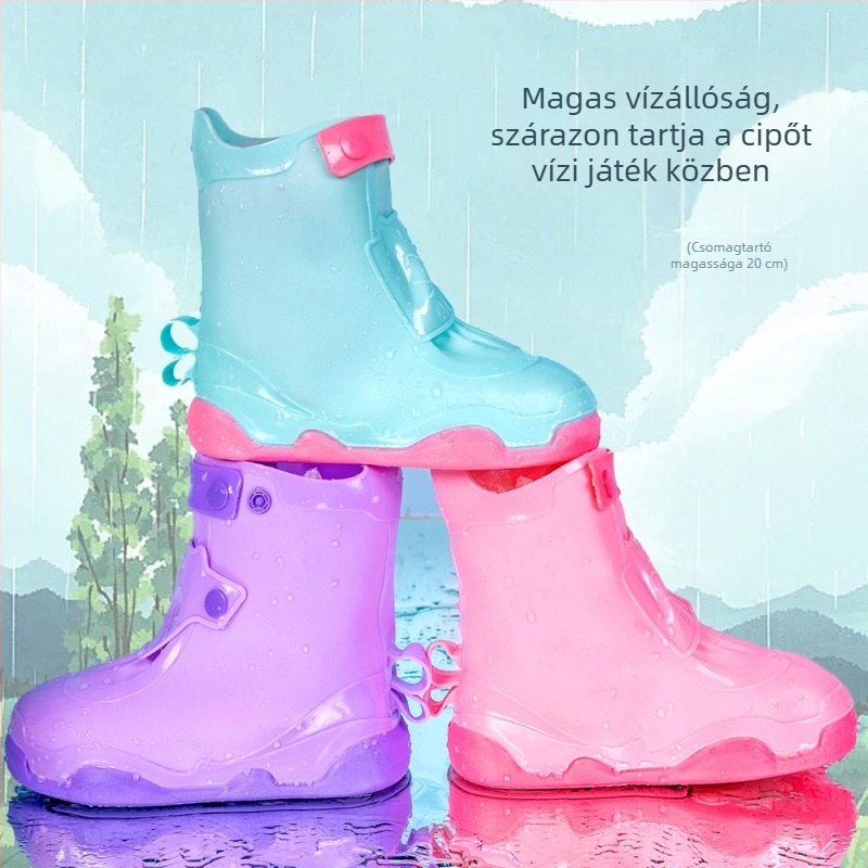 Gyerekek esőcsizmái és lábvédő borítások — vízálló, csúszásmentes, vastag és kopásálló, fiúk és lányok számára