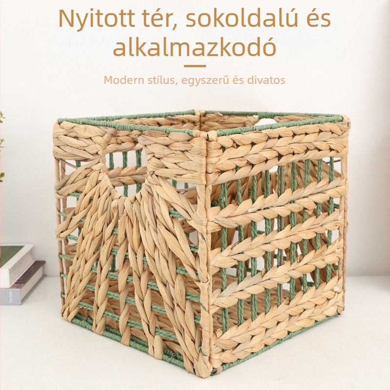 Összecsukható, kihúzható tárolókosár fonott rattan mintázattal, ruhák tárolására a hálószobában