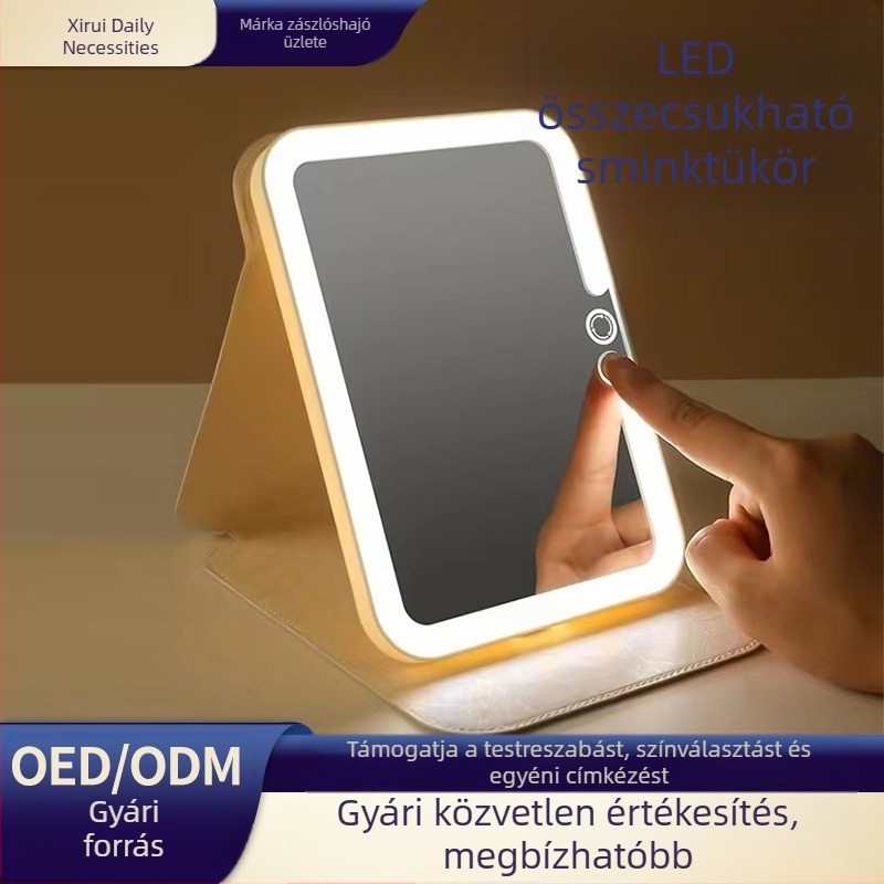 Okos LED smink tükör világítással, Instagram-stílusú asztali sminktükör hálószobához