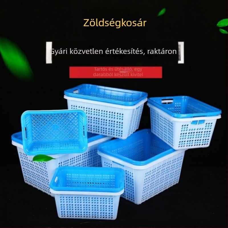 Nagy négyzet alakú műanyag konyhai kosár gyümölcsök és zöldségek számára